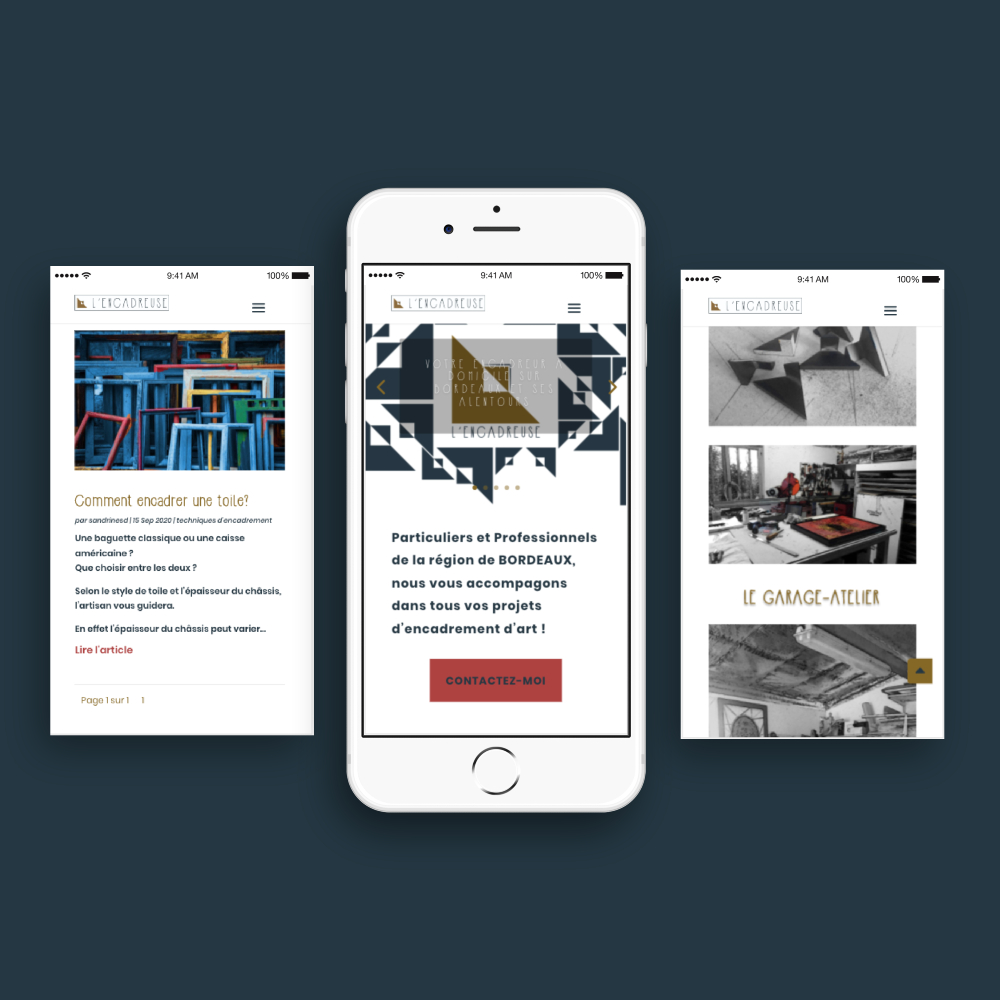 mobile site lencadreuse 3 fenêtres mock up identité visuelle de design by ds